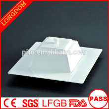 High quality elegant wide-edge square ceramic porcelain soup bowl with cover